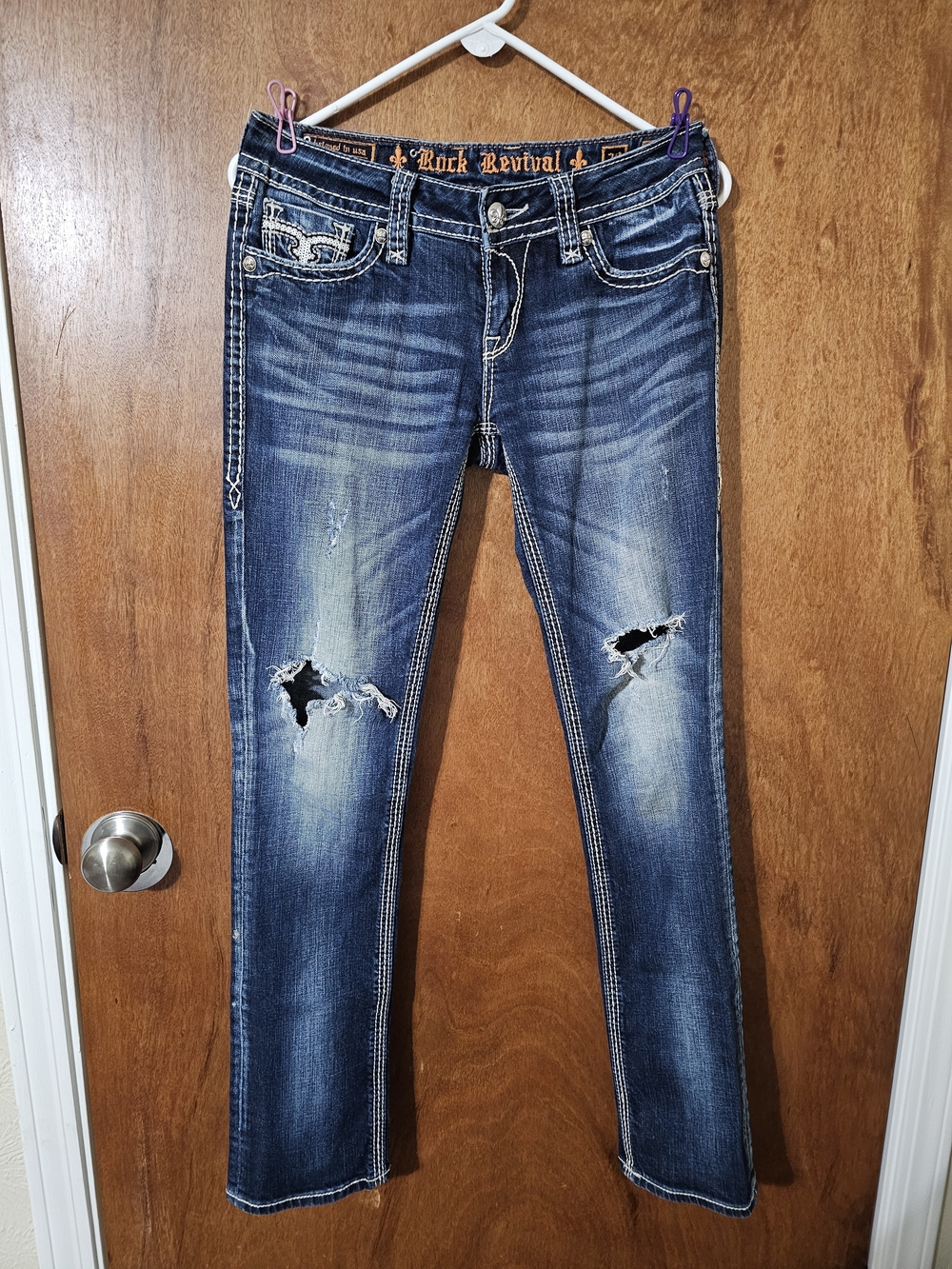 Rock Revival Women's Skinny Distressed Jeans - Blue
